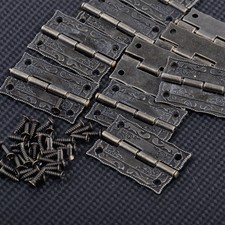 10pcs Antique Brass Mini Hinges fit Wooden Furniture Box Chest Hardware Vintage