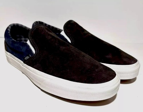 VANS slip on 59 uomo taglia 6 5 skateboard retrò casual marrone blu scamosciato