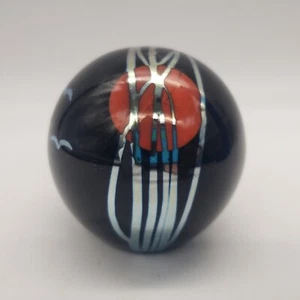 Vintage Signed STEVEN CORREIA Art Glass Paperweight RED SUN & BIRDS - Picture 1 of 17