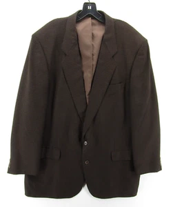 Pierre Balmain Jacket Men 48 Long Brown Silk Wool Blazer Sport Coat Checked - Picture 1 of 12
