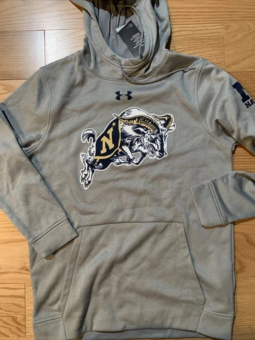 Under Armour NCAA Navy Hoodie Football Size S Grey Rare UM1436 Men’s Midshipman Cover