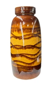 VINTAGE WEST GERMANY LARGE BROWN & AMBER FLOOR VASE 553-38 15” - Picture 1 of 3