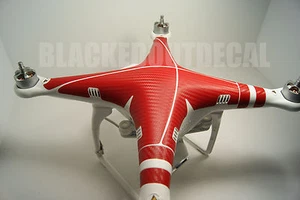 DJI Phantom RED Carbon Fiber Graphic Wrap Decal Skin plus FC40 Vision 1 2 +  - Picture 1 of 2