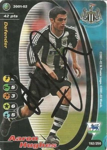 AARON HUGHES SIGNED NEWCASTLE 2001/2002 FOOTBALL CHAMPIONS TRADING CARD+COA - Picture 1 of 1