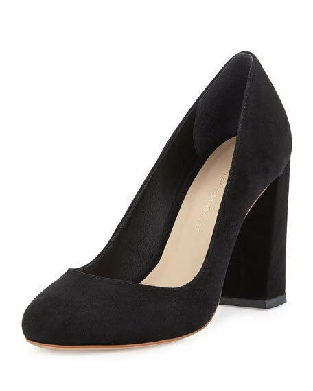 Zapatos de salón LOEFFLER RANDALL $325 negros de gamuza sindnee tacón grueso talla 7,5 Foto 1 de 4