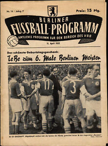 50 Années Tebe - 11.04.1952 Tennis Borussia Berlin - Rapid Vienne + Luckenwalde