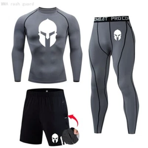 Mens GYM Spartan Compression Running Rash-guard Base Layer shorts Leggings MMA - Picture 1 of 11