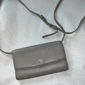 Bolso Bandolera Tory Burch Damas Gris Claro Cuero Guijarro, ¡Correa Ajustable! - Imagen 1 de 5