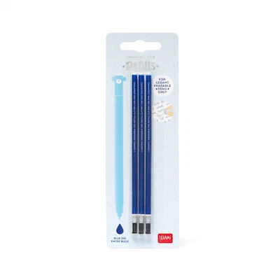 Legami löschbarer Gelschreiber Stifte Ersatzminen 3er Set BLAU radierbar 0,7mm