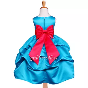 New Turquoise Baby Wedding Flower Girls Pick Up Dresses 6M 12M 18M 2 4 6 8 10 12 - Picture 1 of 28