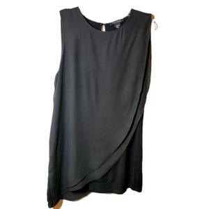 White House Black Market Sleeveless Top Chiffon Drape Overlay Black Size M Flowy - Picture 1 of 6