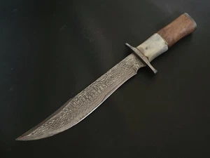 15" MASSANFERTIGUNG HANDGEFERTIGTES DAMASTSTAHL BOWIE MESSER HOLZ & KNOCHEN GRIFF MIT SCHEIDE 6671 - Bild 1 von 8