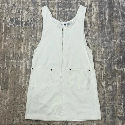 Vintage J.L.N.Y. Vestido jersey de pana blanco mediano años 90 Foto 1 de 4