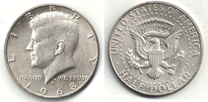 Almost Uncirculated 1968-D Kennedy Silver (40%) Half Dollar at Below Melt Value - Picture 1 of 1