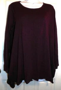 Beautiful Dark Purple TAHARI Long Sleeve Longer Back Pullover w/Back Pleat - 1X - Picture 1 of 2