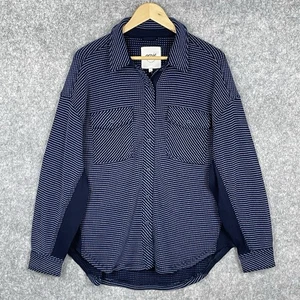 Aerie Womens Oversized Lumber Jane Waffle Shirt Size M Blue Shacket Cozy Relaxed - Picture 1 of 9