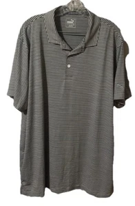 Puma black white Striped Polo Shirt Sz XL S/S collared 853 - Bild 1 von 4