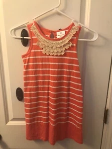 Hannah Anderson Coral Dress with White Stripes size 120 - Picture 1 of 4