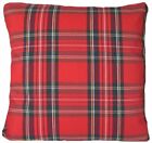Tartan Cushion Cover Red Black Checks Woven Cotton Fabric 16"-24"