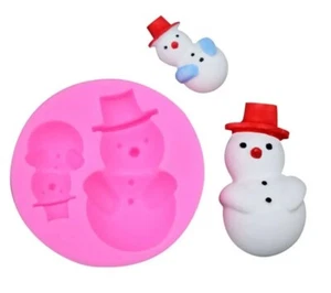 Schneemann Silikonform, 2 kleine Schneemänner Tortendeko, Weihnachten Harzform - Bild 1 von 7