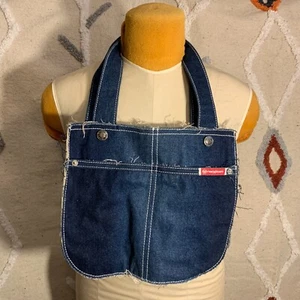 Vintage Denim Jean Bag Purse Roxy Tote 90s Y2K Baddie Grunge Mini Dark Wash - Picture 1 of 6