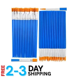 50 Pcs Small Nylon Paint Brushes - Ideal for Classroom Art & Face Painting - Picture 1 of 9