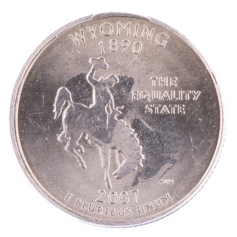 ERROR 2007 P Wyoming Statehood Quarter ANACS MS63 Struck Thru Grease 25c Cover