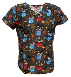 Mujeres Moda Navidad Médico Enfermería Exfoliante Gris Cálido Deseos Galleta Sueños 2XL - Imagen 1 de 3