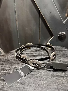 Cintura skinny Lauren Ralph Lauren Concho in pelle di mucca nera da donna taglia XL nuova con etichette - Foto 1 di 5