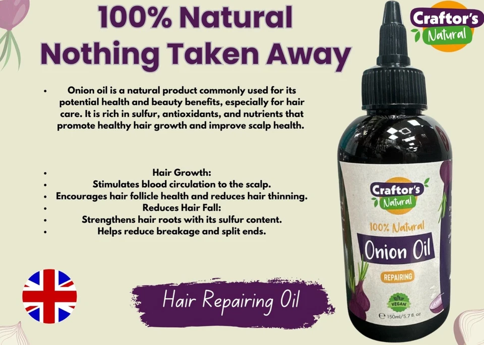 CRAFTOR'S NATURAL Craftor's 100% Natural Onion Repairing Oil 150 ml UK Free Delivery