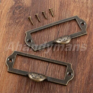 10PCS Antique Library File Cabinet Drawer Tag Label Pull Frame Name Card Holder - Picture 1 of 6