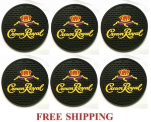 CROWN ROYAL BLACK CANADIAN WHISKY SET OF 6 BAR TOP SPILL MAT COASTERS NEW - Picture 1 of 2