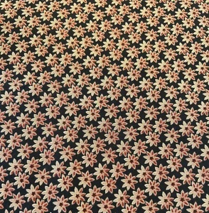 Vintage Moda 100% Cotton Fabric By Brannock & Patek 18” X 42” Black With Blooms  - Picture 1 of 3