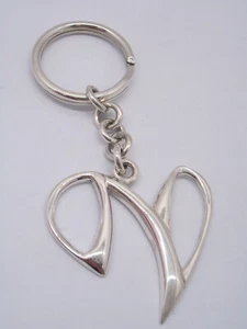 Portachiavi con iniziale N a forma di CUORE in ARGENTO 925 - Lettera Alfabeto - Picture 1 of 10