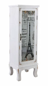 Antique Column Cabinet Mirrored Paris Glass Cabinet Eiffel Tower Shelf Glass - Picture 1 of 5