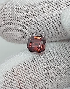 Natural Red Zircon 1.92 Carat Brownish Red Octagonal Step Cut Vintage Gem - Picture 1 of 11