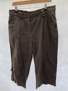 Women's Brown Cotton Cropped Trousers Size 14 BHS - Picture 1 of 11