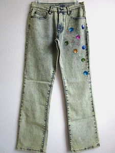 DIANE GILMAN DIP-DYE EMBELLISHED BOOT-CUT JEANS SIZE 8 - NWT - Picture 1 of 6