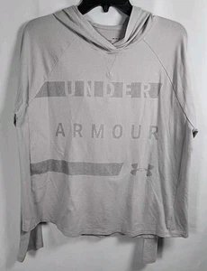 Under Armour Hoodie Womens L Loose Gray Logo Lightweight Vented Long Sleeve - Picture 1 of 5