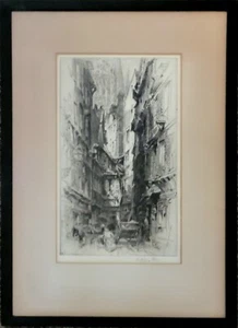 "Grabado antiguo original firmado" HEDLEY FITTON (británico, 1859 - 1929) "Londen Pub" - Imagen 1 de 11