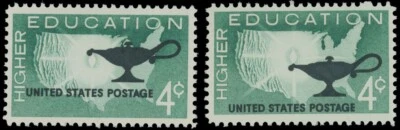 1962, USA HIGHER EDUCATION ISSUE 4C, BLACK COLOR SHIFTED, NH, SC. #1206 - Image 1 of 2
