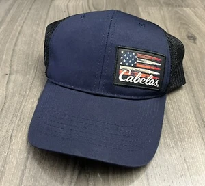 Cabelas American Flag Patch Hat Trucker Mesh Snapback Blue OS Merica - Picture 1 of 10