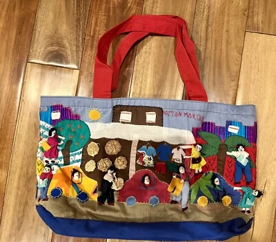 Bolso de Mano Neiman Marcus Arte Popular Guatemalteco Apliques Foto 1 de 4