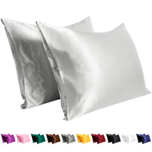 Satin Silk Pillowcase Pillow Case Cover King Queen Standard Cushion Cover New - Picture 1 of 18