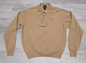 Jos. A Bank 100% Italian Cashmere Mens Hong Kong Collared Polo Sweater Sz M Tan - Picture 1 of 6