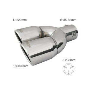 Terminale scarico universale inox tondo doppio inclinato 35-58mm left - Foto 1 di 3