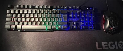 Rainbow LED Gaming Keyboard and Mouse Set Multi-Colored Backlight Mouse - Image 1 of 4