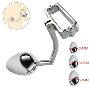 Lockable Stainless Steel Ring Penis Stretcher Metal Ball Enhancer Heavy Weight - Picture 1 of 15