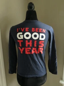 OSH KOSH ORIGINALS NAVY BLUE "I'VE BEEN GOOD THIS YEAR" LONG SLEEVE SHIRT-SZ 10 - Picture 1 of 4