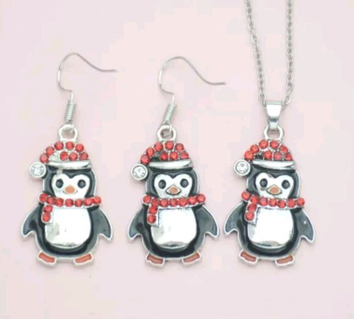 VETEMENTS Orecchini Pinguino Collana Set Gioielli Moda Natale VELOCE Spedizione Gratuita